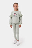 Oh LaLa Kız Çocuk Sweatshirt Ve Fitilli Tayt Pamuklu Alt Üst Takım