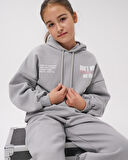 Kız Çocuk Baskılı Oversize Kışlık Eşofman Takımı