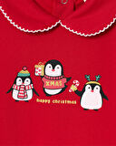 Kız Bebek Penguen Baskılı Yeni Yıl Tulum