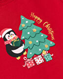 Kız Bebek Noel Konseptli Alttan Çıtçıtlı Tüllü Etekli Yılbaşı Temalı İkili Takım