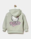 Kız Çocuk Hello Kitty Baskılı Kapşonlu Oversize Fermuarlı Eşofman Takımı