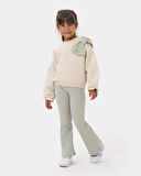 Kız Çocuk Önü Fiyonklu İspanyol Paça Taytlı İkili Takım