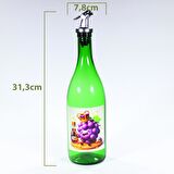 4'lü Yağdanlık Sosluk Sirkelik Seti Animasyon Zeytinyağı Ayçiçek, Sirke, Nar Ekşisi Etiketli 4x750 ml Avantaj Paketi Çimen Yeşili