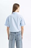 DeFacto Coool Oversize Geniş Kalıp Çizgili Kısa Kollu Poplin Gömlek C0740AX24SMBE759