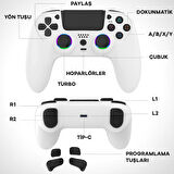 QASUL PS-4 için Kablosuz Kontrol Cihazı Çift Titreşimli RGB LED Gamepad Joystick Yüksek Doğruluk Kontrol