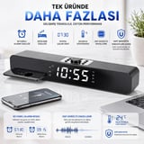 MultiZone Bluetooth Bağlantılı Stereo Hoparlör Ses Sistemi LED Ekran Dijital Saat Sıcaklık Göstergeli Şarjlı PC FM USB AUX TF Kart Ev Ofis