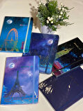 Dolunay Hologramlı Sert Kapak Lastikli Çizgili Defter 14 x20cm 80 Yaprak