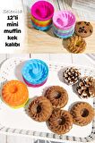 12'liRenkli Mini Silikon Muffin Kalıbı ,Minik Kek Kabı ,Jole Kalıbı ,Cupcake Kalıbı