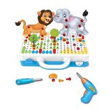 Eğitici Matkaplı 3D Hayvan Şekilli Puzzle Seti - Yaratıcı ve El Becerisi Geliştiren Oyuncak
