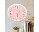 PEMBE RENK MODERN DUVAR SAATİ 40X40 CM ŞIK TASARIM 