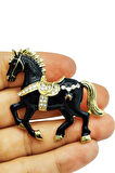 Siyah At Broş - Kristal Taşlı Zarif Horse Brooch | Şık At Figürlü Kadın Aksesuar