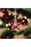 Yılbaşı Süsü 6'lı Yıldız Kırmızı Gümüş 8 cm