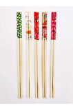 Bambu Chopstick Çubuk Yemek Çubuğu Yıkanabilir Tekrar Kullanılabilir (3 Çift- 6 Adet )