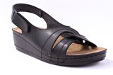 Dagoster DZA37-1817 Siyah Günlük Ortopedik  Kadın sandalet