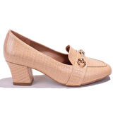 Dagoster DZA07-725500 Ten Baskılı Rugan  Klasik Topuklu Kadın Ayakkabı