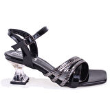 Dagoster DZA07-1284055 Siyah Rugan Şeffaf Topuklu Abiye Kadın Ayakkabı