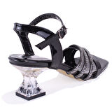 Dagoster DZA07-1284055 Siyah Rugan Şeffaf Topuklu Abiye Kadın Ayakkabı