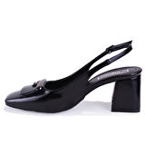 Dagoster DZA07-11363017 Siyah Rugan Klasik Topuklu Kadın Ayakkabı