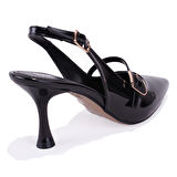 Dagoster DZA07-108525641 Siyah Rugan Klasik Topuklu Kadın Ayakkabı