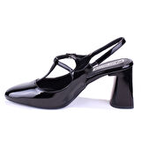 Dagoster DZA07-1133602 Siyah Rugan Klasik Topuklu Kadın Ayakkabı