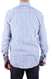 Twister 1905 Lacivert Çizgili Uzun Kol Günlük Pamuk Karışımlı Keten Erkek Gömlek
