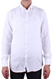Dagoster DMG23-121362 Beyaz Günlük Müslin Normal Kalıp Uzun Kol Erkek Gömlek