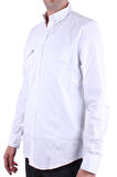 Dagoster DMG23-118783 Beyaz Poplin Günlük Normal Kalıp Uzun Kol Erkek Gömlek