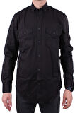 Dagoster DMG23-118783 Siyah Poplin Günlük Normal Kalıp Uzun Kol Erkek Gömlek