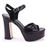 Dagoster DZA07-337350 Siyah Tek Bant Platform Topuklu  Kadın Ayakkabı