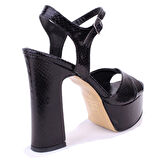 Dagoster DZA07-337350 Siyah Tek Bant Platform Topuklu  Kadın Ayakkabı