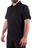 Twister 2290 Siyah Günlük Kısa Kol Normal Kesim Pamuklu Fermuarlı Polo Yaka Erkek Tişört