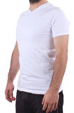 Twister Jeans 2302 Beyaz Günlük Pamuklu Basıc V Yaka Erkek Tişört