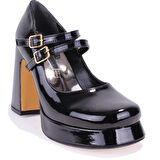 Dagoster DZA07-337566 Siyah Rugan  Platform Topuklu  Kadın Ayakkabı
