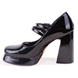 Dagoster DZA07-337566 Siyah Rugan  Platform Topuklu  Kadın Ayakkabı