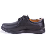 Dagoster DMA08-433 Siyah Ortopedik Poliüretan Taban Günlük Bağcıklı Erkek Deri Ayakkabı