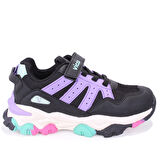 Vicco Teo 869F25K304 Siyah Mor Ortopedik Günlük Kız Çocuk Spor Ayakkabı