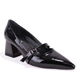 Dagoster DZA07-129604 Siyah Rugan Klasik Topuklu Kadın Ayakkabı