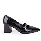 Dagoster DZA07-129604 Siyah Rugan Klasik Topuklu Kadın Ayakkabı