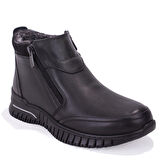 Dagoster DZA07-122042650 Siyah Günlük Düz Taban Fermuarlı Deri Kadın Bot