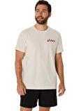 Asics 2031E659-201 ASICS CHEST LOGO SS TE Bej Yuvarlak Yaka Normal Baskılı Erkek T-Shirt