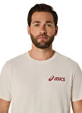 Asics 2031E659-201 ASICS CHEST LOGO SS TE Bej Yuvarlak Yaka Normal Baskılı Erkek T-Shirt
