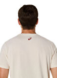 Asics 2031E659-201 ASICS CHEST LOGO SS TE Bej Yuvarlak Yaka Normal Baskılı Erkek T-Shirt