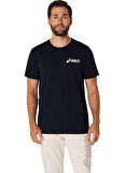 Asics 2031E659-402 ASICS CHEST LOGO SS TE Siyah Yuvarlak Yaka Normal Baskılı Erkek T-Shirt