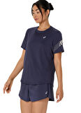 2012D177-500 ASICS ICON SS TOP Mor Yuvarlak Yaka Normal Kalıp Kadın T-Shirt