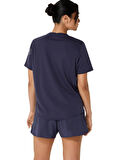 2012D177-500 ASICS ICON SS TOP Mor Yuvarlak Yaka Normal Kalıp Kadın T-Shirt