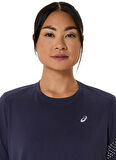 2012D177-500 ASICS ICON SS TOP Mor Yuvarlak Yaka Normal Kalıp Kadın T-Shirt