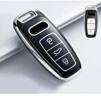 Audi A6 A7 A8 E-tron Q8 Q5 C8 A3 D5 Sustasız Anahtar Kılıfı Siyah/gümüş 2.Resime Bakınız