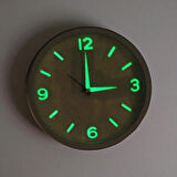 Fosforlu Duvar Saati Kabartma Rakam Küçük Saat Çap 22 Cm Beyaz