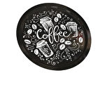 Metal Tepsi - Siyah Coffee Desen