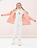 Kız Çocuk Pudra Polar Kapüşonlu Hırka Fermuarlı Uzun Kollu Yumuşak Çocuk Ceketi - Kız Çocuk Hırka